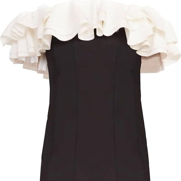 Staud KIARA DRESS BLACK IVORY - Picture 2 of 8